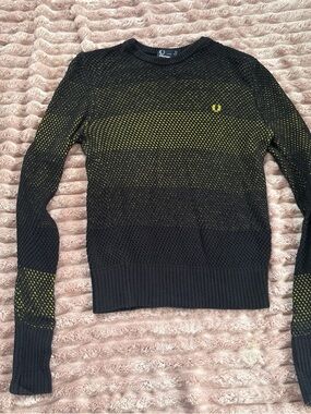 Fred Perry Black & Yellow Knit Crewneck Sweater